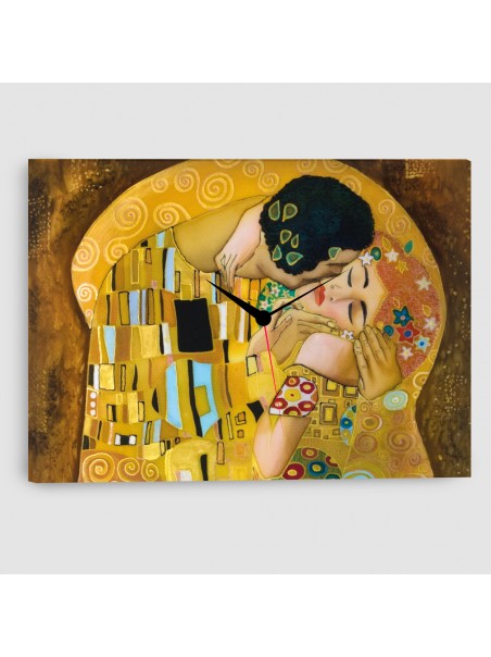 Il Bacio di Klimt - Quadro su Tela - Orizzontale con Orologio