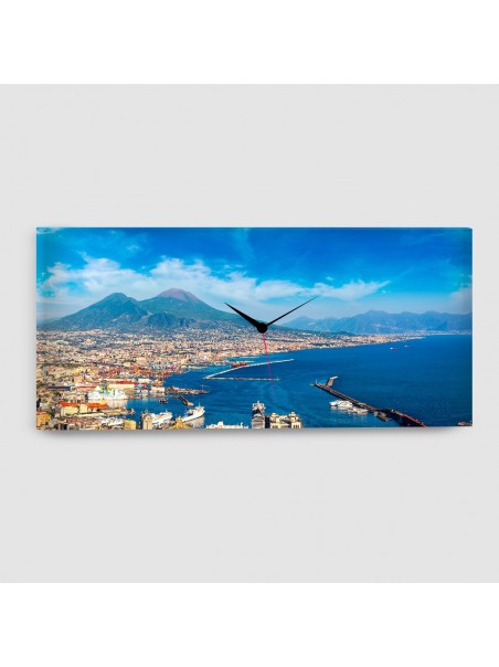 Napoli, Vesuvio - Quadro su tela - Rettangolare con orologio