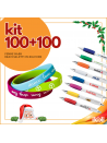 kit 100 BRACCIALI IN SILICONE + 100 PENNE NASH PERSONALIZZATI